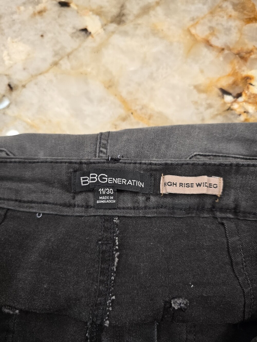 BCBG high-rise wide-leg trouser jeans in a charcoal grey faded black wash 11/30 - Picture 5 of 5